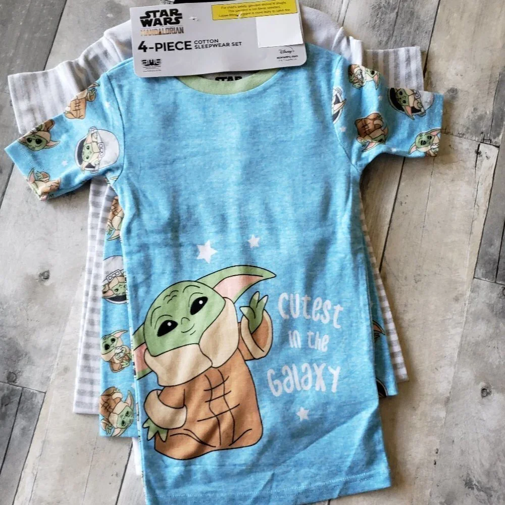 NWT - Disney Star Wars Yoda Kids' 4-piece Cotton Pajamas - Size 4T